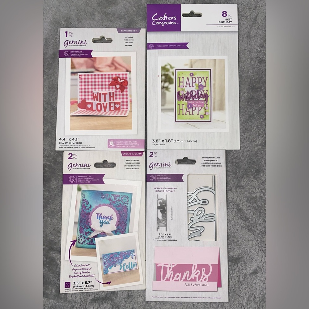 Lot of 4 Crafter’s Companion Gemini Die & Stamp Sets
